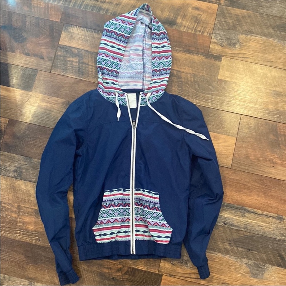 Zine Clothing Navy Jacket with Geometric Trim